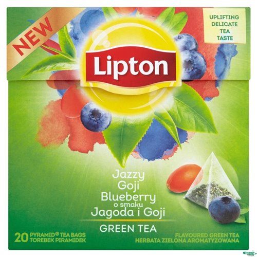 Herbata LIPTON PIRAMID JAGODA i GOJI (20 saszetek) zielona
