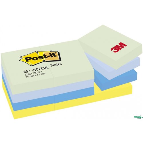 Karteczki samoprzylepne POST-IT_ (653-MTDR) Marzycielskie, 38x51mm, 12x100 kart., mix kolorów