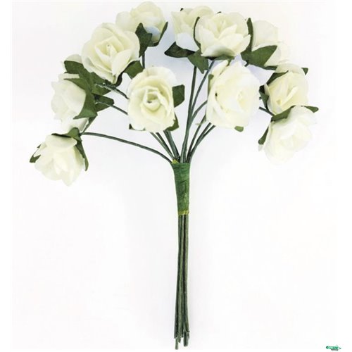 Kwiaty papierowe RÓŻE bukiet kremowy (12) 252003 Galeria Papieru