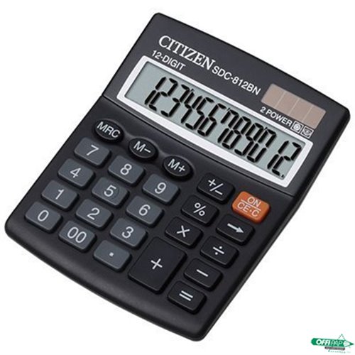Kalkulator biurowy CITIZEN SDC-812BN, 12-cyfrowy, 127x105mm, czarny