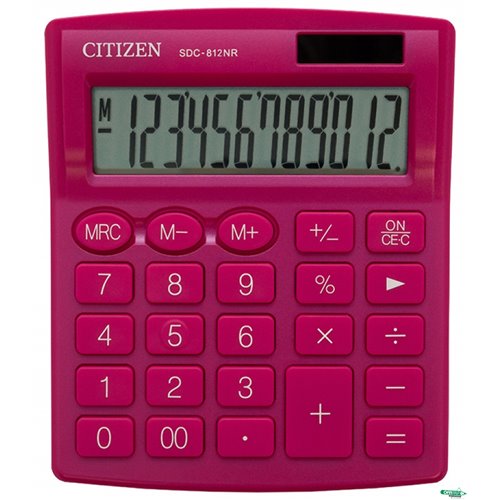Kalkulator biurowy CITIZEN SDC-812NRPKE, 12-cyfrowy, 127x105mm, różowy