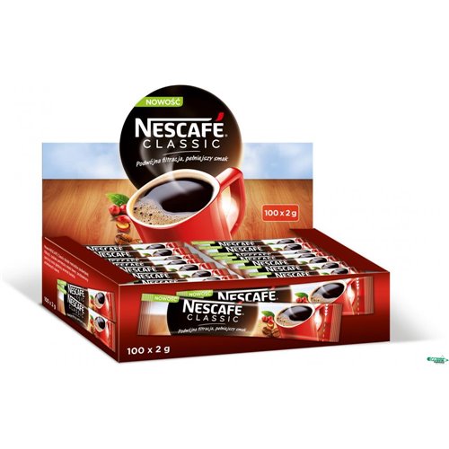 Kawa NESCAFE CLASSIC rozpuszczalna 100 x paluszek 2g