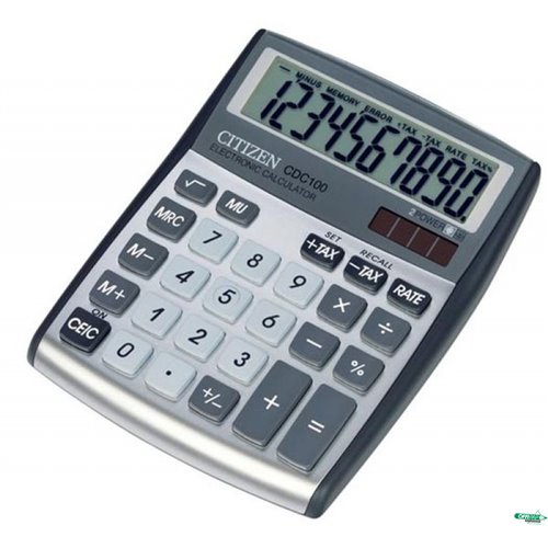 Kalkulator biurowy CITIZEN CDC-100 WB, 10-cyfrowy, 135x108mm, szary