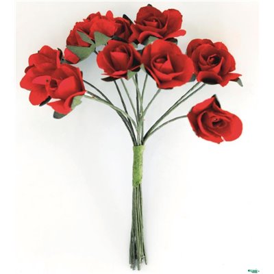 Kwiaty papierowe RÓŻE bukiet czerwony 12szt. 252005 Galeria Papieru