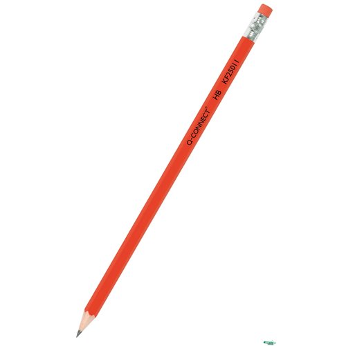 Ołówek drewniany z gumką  HB, lakierowany, czerwony, typu Q-CONNECT KF25011