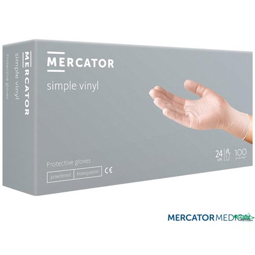 Rękawice winylowe L (100) transparentne MERCATOR MEDICAL EN420