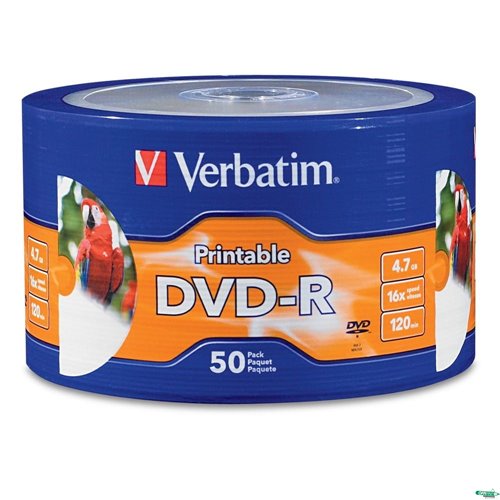 Płyta DVD-R VERBATIM (50) szpindel do nadruku 4.7GB x16 97167 zamiennik dla 43533 szpindel
