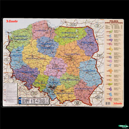 Podkładka na biurko z mapą Polski 500x650mm ESSELTE 12051