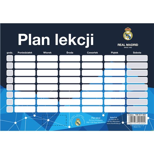 Plan lekcji RM-108 Real Madrid 3 ASTRA, 708017004