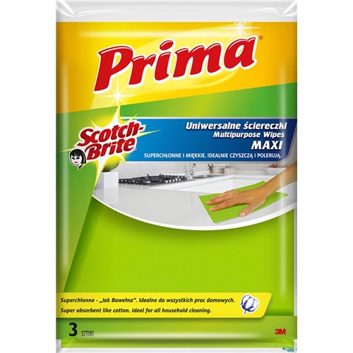 Ściereczki uniwersalne PRIMA Maxi "Jak bawełna", 3szt., żółte