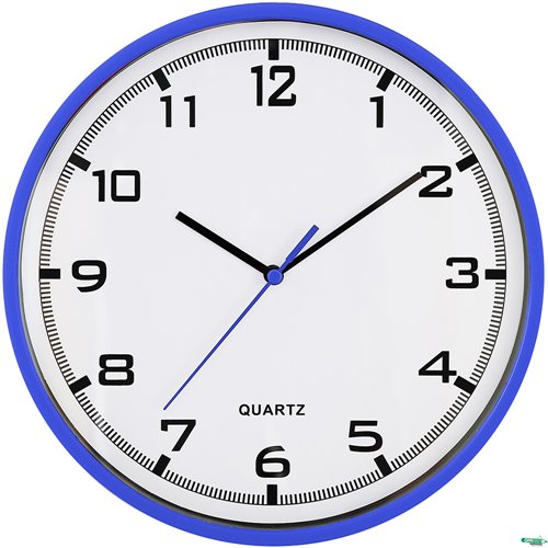 Zegar ścienny plastikowy 25,5 cm, niebieski z białą tarczą MPM E01.2478.30.A