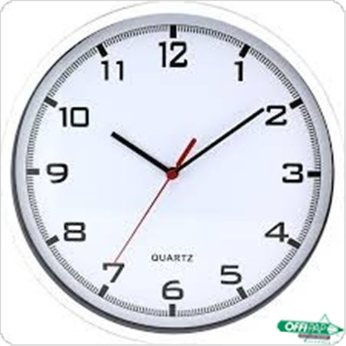 Zegar ścienny plastikowy 25,5 cm, srebrny z białą tarczą MPM E01.2478.70.A